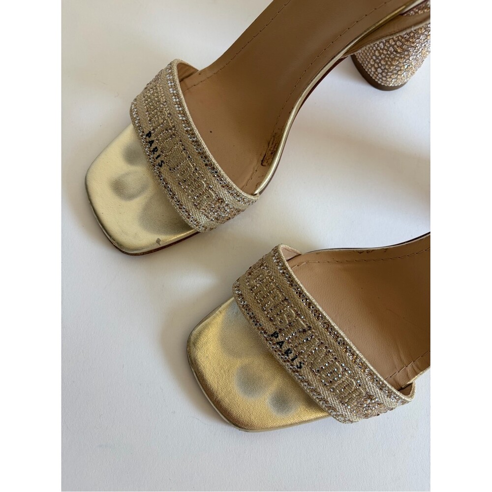 Christian Dior Dway Gold Crystals Sandal Heels - Picture 12 of 13
